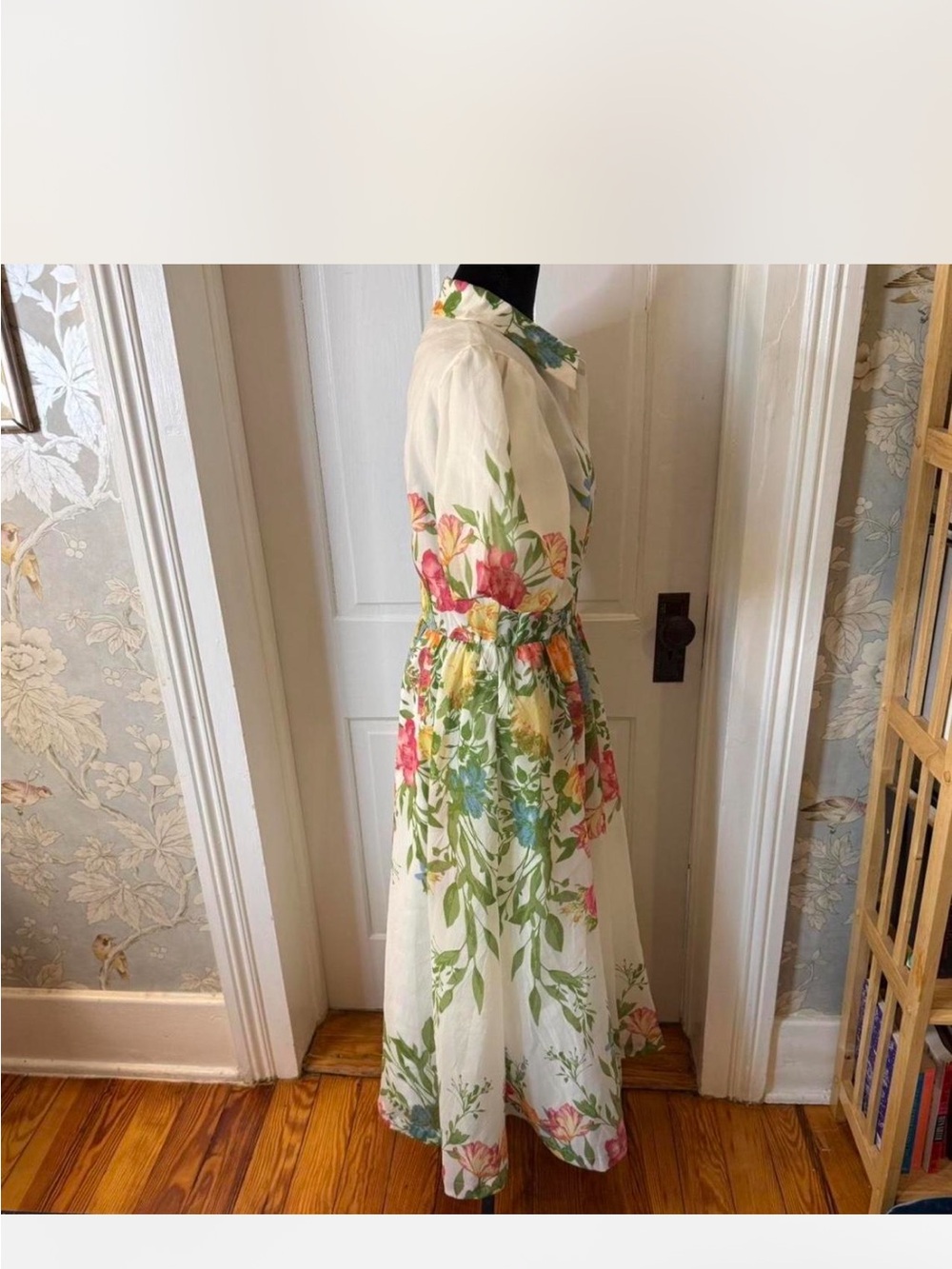 Flying Tomato Cream Floral Maxi Dress with Pink Yellow Orange Blooms - Picture 3 of 5